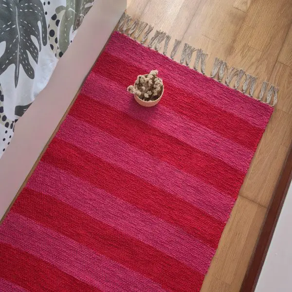 Medium Red and Pink Striped Rug - 70x140cm - Ring Line Rug