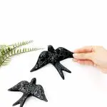Black Birds With Flower Relief