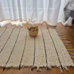 Small Cream Rug With Black Lines - 50x100cm - Soft Rug