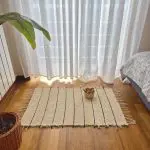 Small Cream Rug With Black Lines - 50x100cm - Soft Rug