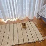 Small Cream Rug With Black Lines - 50x100cm - Soft Rug