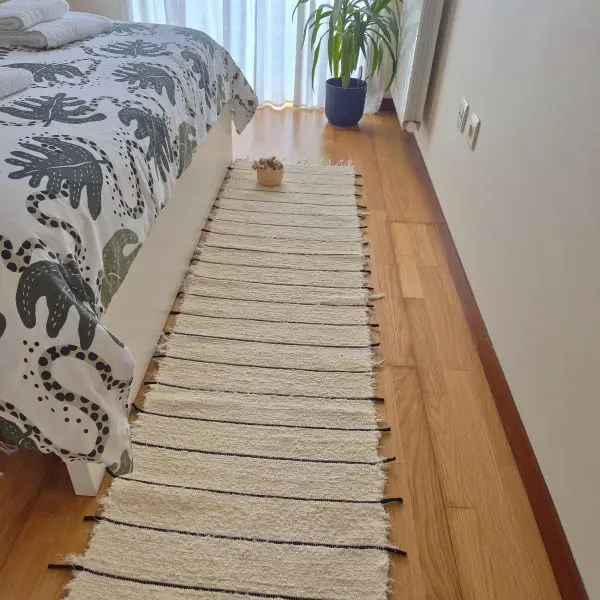 Runner Rug Cream With Black Lines - 50x150cm - Soft Rug