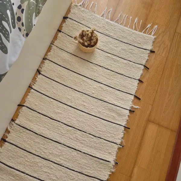 Runner Rug Cream With Black Lines - 50x150cm - Soft Rug