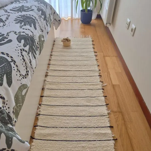 Runner Rug Cream With Black Lines - 50x150cm - Soft Rug