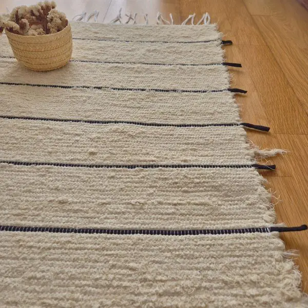 Runner Rug Cream With Black Lines - 50x150cm - Soft Rug