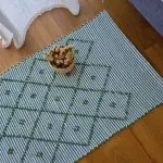 Small Green and White Striped Rug - 50x100cm - Knotted Rug