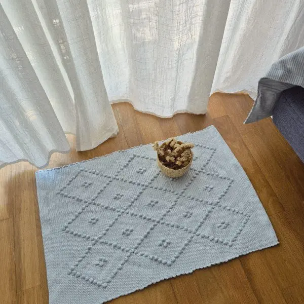 Mini Light Blue Rug - 40x60cm - Knotted Rug