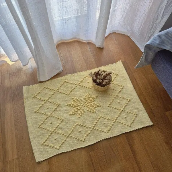 Mini Yellow Rug - 40x60cm - Knotted Rug