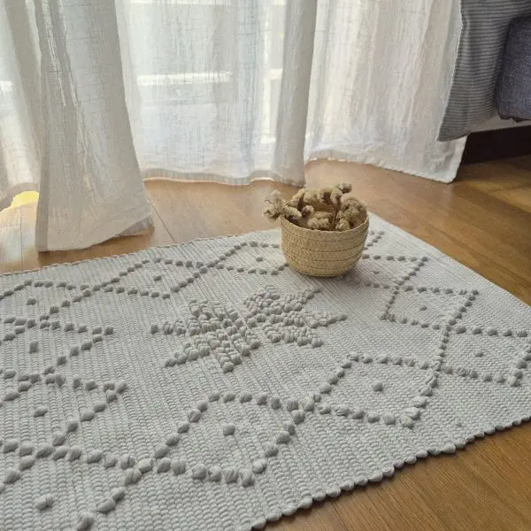 Mini Light Grey Rug - 40x60cm - Knotted Rug