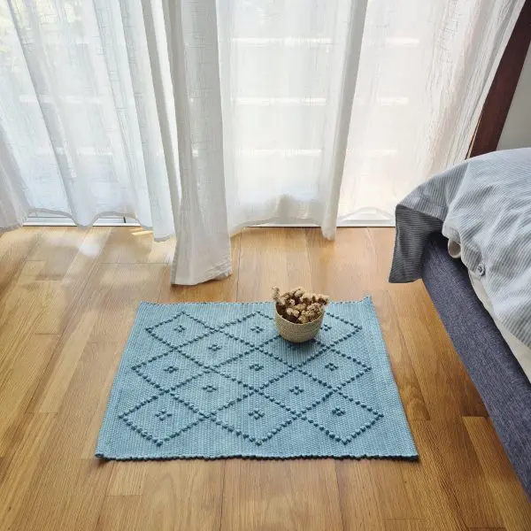 Mini Teal Blue Rug - 40x60cm - Knotted Rug