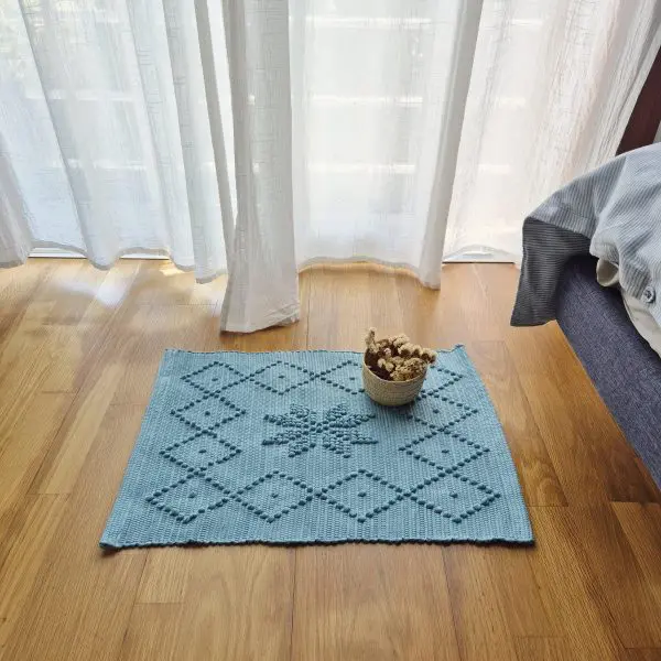 Mini Teal Blue Rug - 40x60cm - Knotted Rug