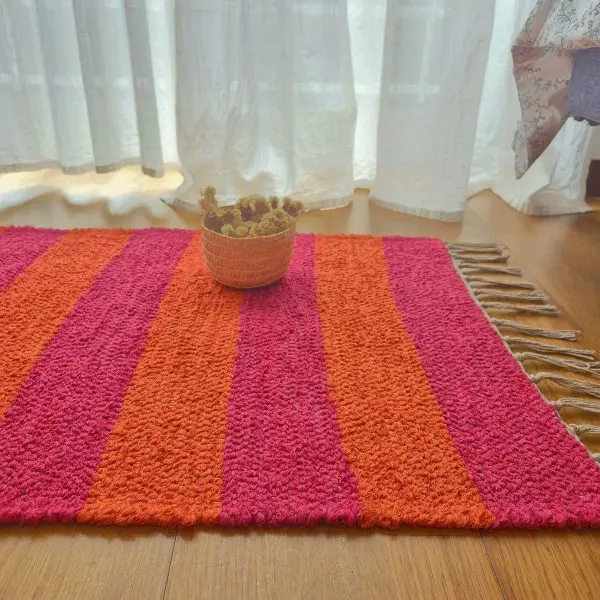 Mini Pink and Orange Rug - 50x80cm - Ring Line Rug