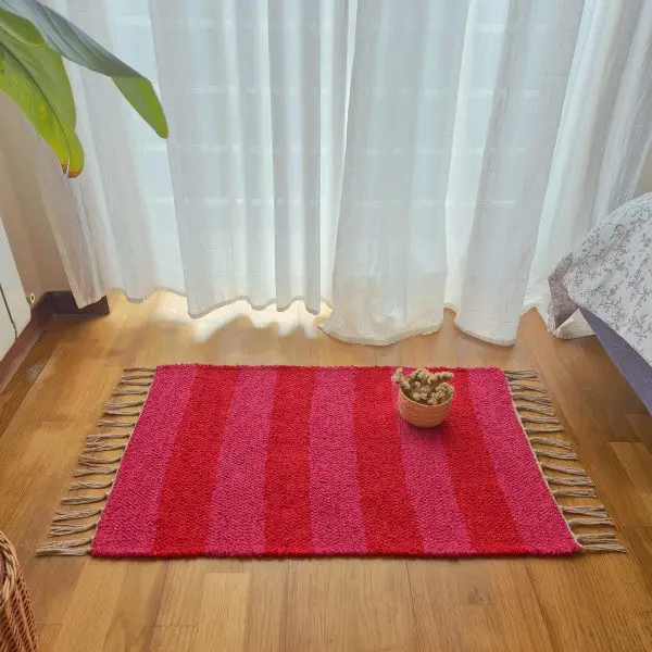 Mini Red and Pink Rug - 50x80cm - Ring Line Rug