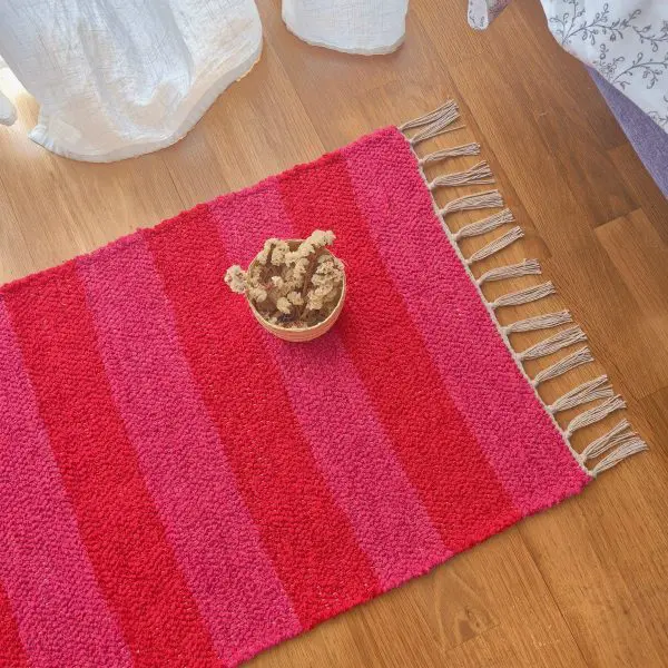 Mini Red and Pink Rug - 50x80cm - Ring Line Rug