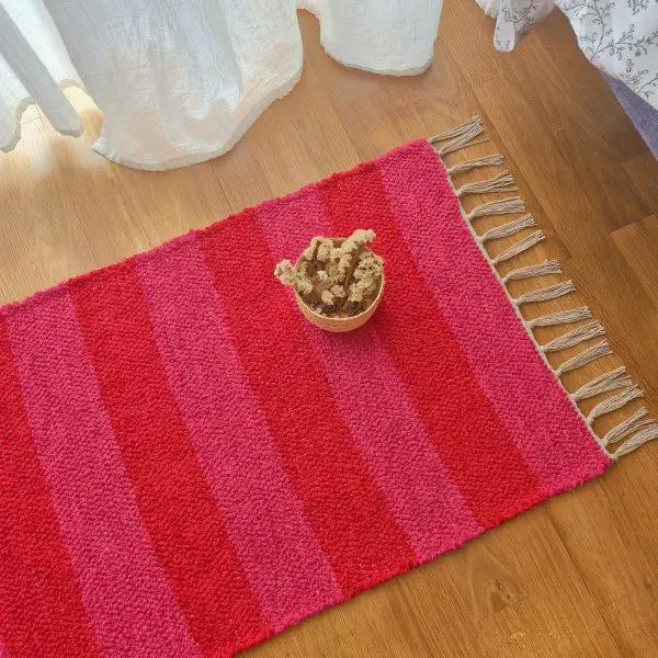 Mini Red and Pink Rug - 50x80cm - Ring Line Rug