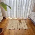 Mini Cream Rug With Black Lines - 50x80cm - Soft Rug