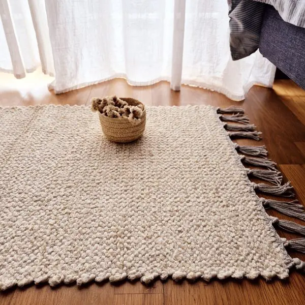 Small Cream Glitter Rug - 50x100cm - Traditional Rug