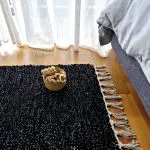 Small Black Silver Glitter Rug - 50x100cm - Traditional Rug