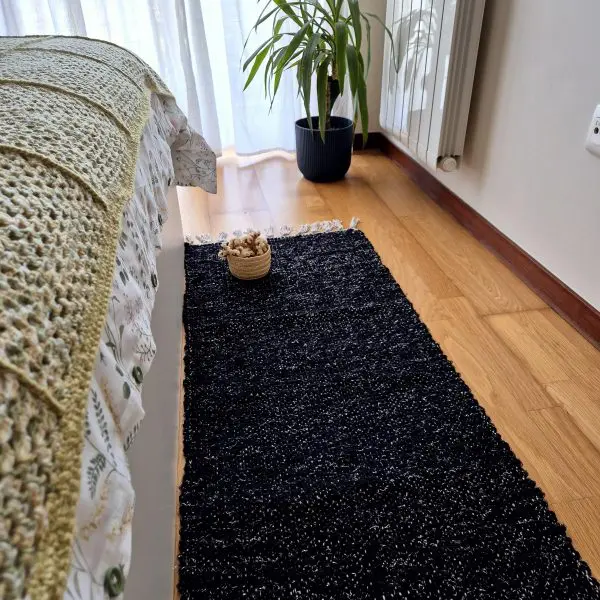 Runner Rug Black Silver Glitter - 50x200cm - Traditional Rug