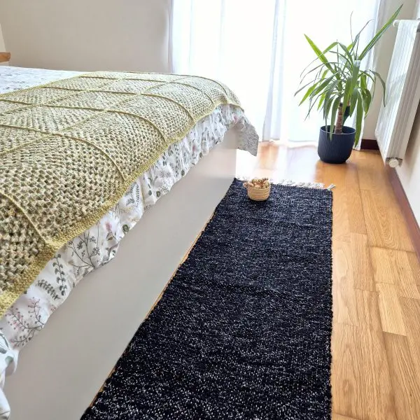 Runner Rug Black Silver Glitter - 50x200cm - Traditional Rug
