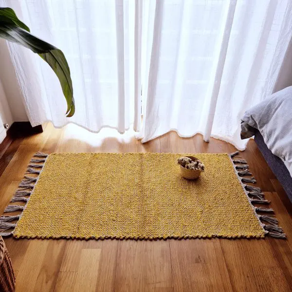 Small Mustard Yellow Cream Rug - 50x100cm - Traditional Rug
