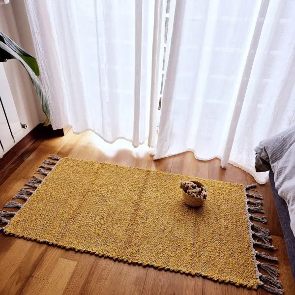 Small Mustard Yellow Cream Rug - 50x100cm - Traditional Rug