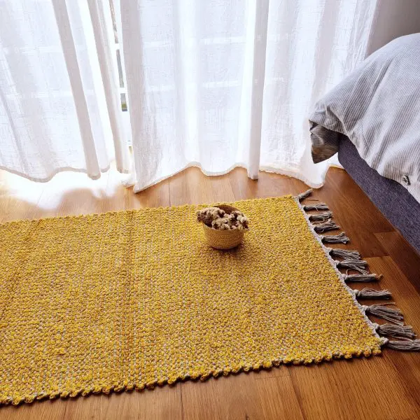 Small Mustard Yellow Cream Rug - 50x100cm - Traditional Rug