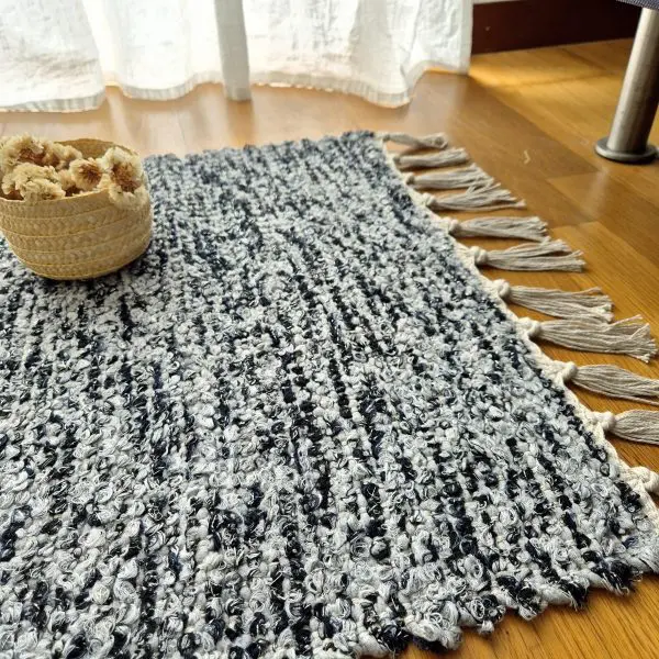 Small Black Grey Silver Glitter Rug - 50x100cm - Traditional Rug