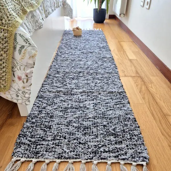 Runner Rug Black Grey Silver Glitter - 50x200cm - Traditional Rug