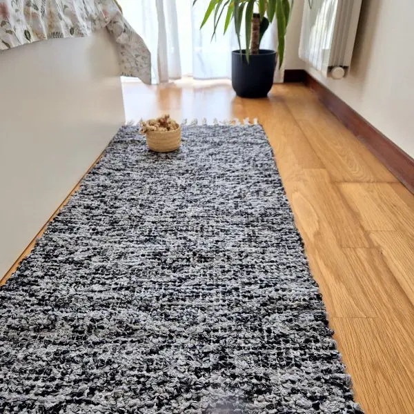 Runner Rug Black Grey Silver Glitter - 50x200cm - Traditional Rug