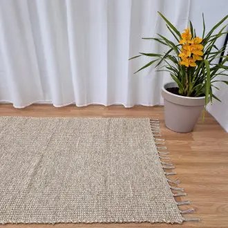 light brown rug made from recycled materials sustainable decor