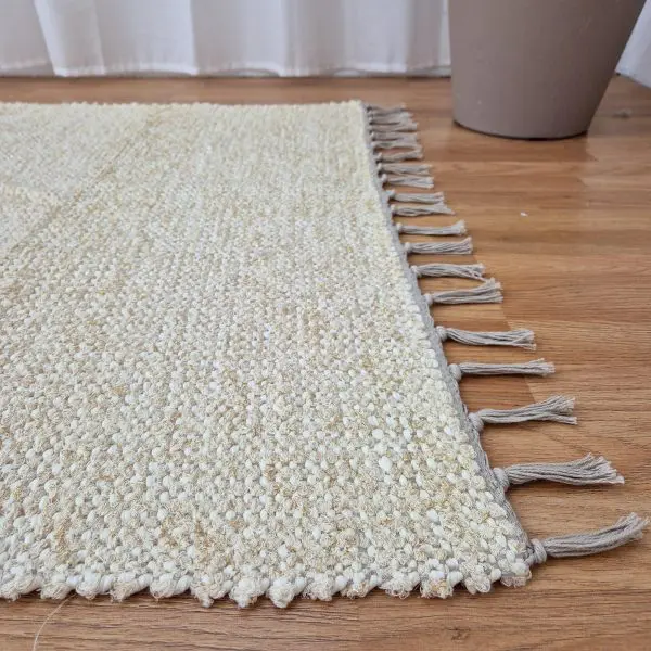 Large Cream Glitter Rug - 100x150cm - Traditional Rug