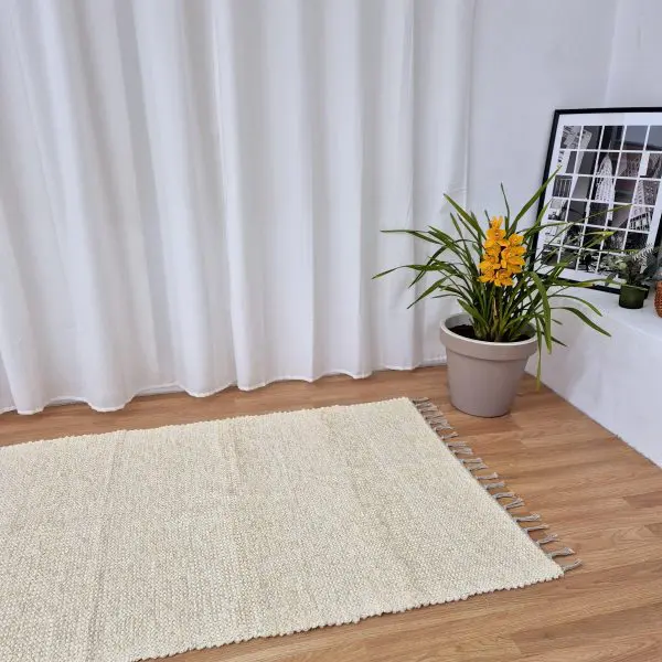 Large Cream Glitter Rug - 100x150cm - Traditional Rug