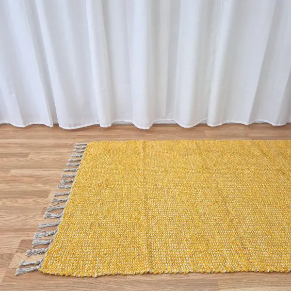 Large Mustard Yellow Cream Rug - 100x150cm - Traditional Rug