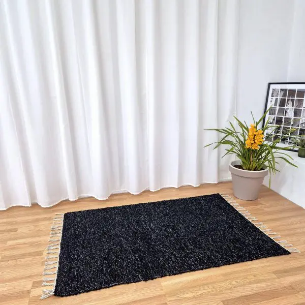 Large Black Silver Glitter Rug - 100x150cm - Traditional Rug