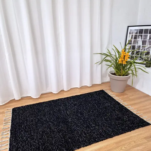 Large Black Silver Glitter Rug - 100x150cm - Traditional Rug