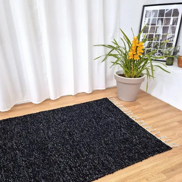Large Black Silver Glitter Rug - 100x150cm - Traditional Rug
