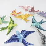 Two-Tone Glazed Ceramic Swallows Wall Hanging