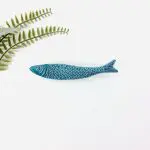 teal blue ceramic sardine