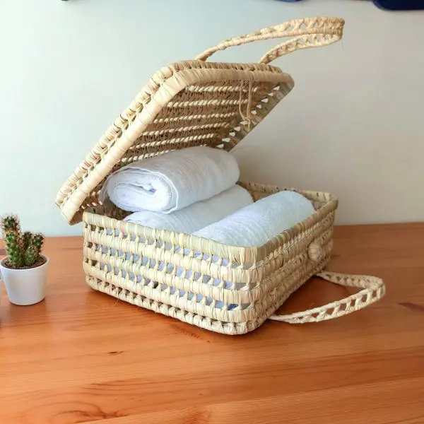 Large Palm Basket Suitcase Style