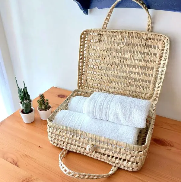 Large Palm Basket Suitcase Style