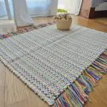 Mini Cream Rug With Colorful Lines - 60x45cm - Traditional Rug