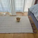 Small Cream Rug With Colorful Lines - 60x100cm - Traditional Rug
