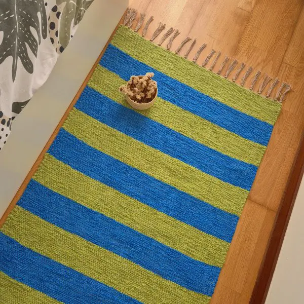 Medium Blue and Green Striped Rug - 70x140cm - Ring Line Rug