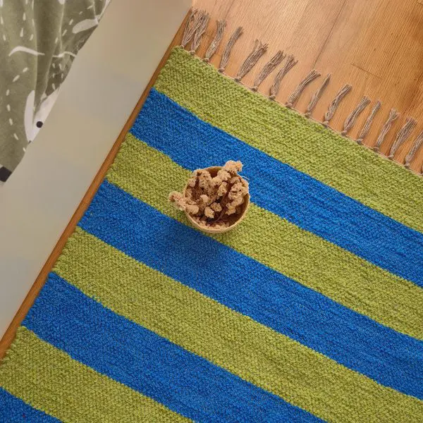 Medium Blue and Green Striped Rug - 70x140cm - Ring Line Rug