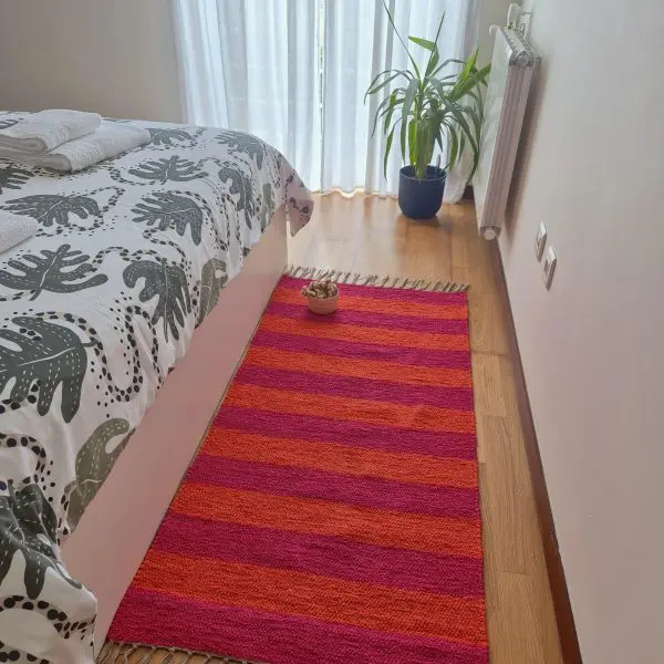 Medium Pink and Orange Striped Rug - 70x140cm - Ring Line Rug