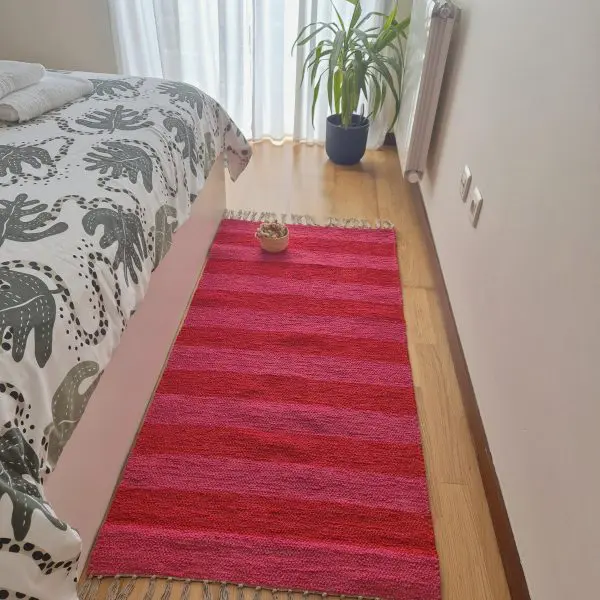 Medium Red and Pink Striped Rug - 70x140cm - Ring Line Rug