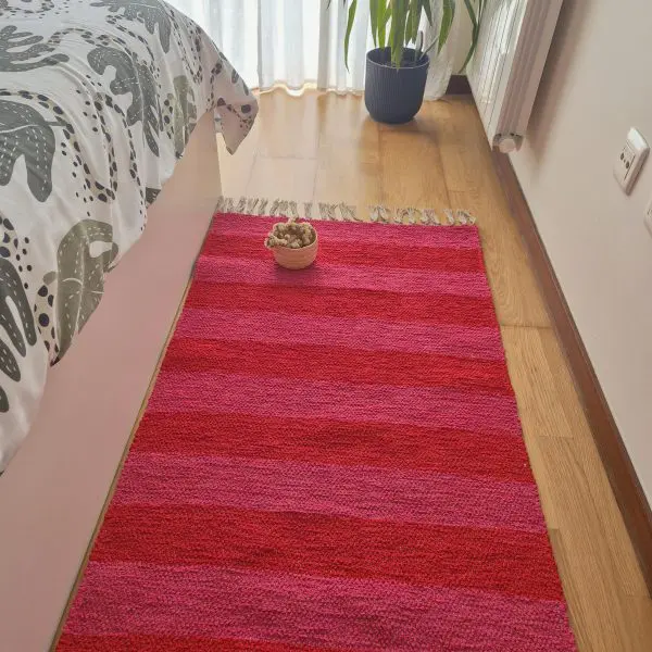 Medium Red and Pink Striped Rug - 70x140cm - Ring Line Rug