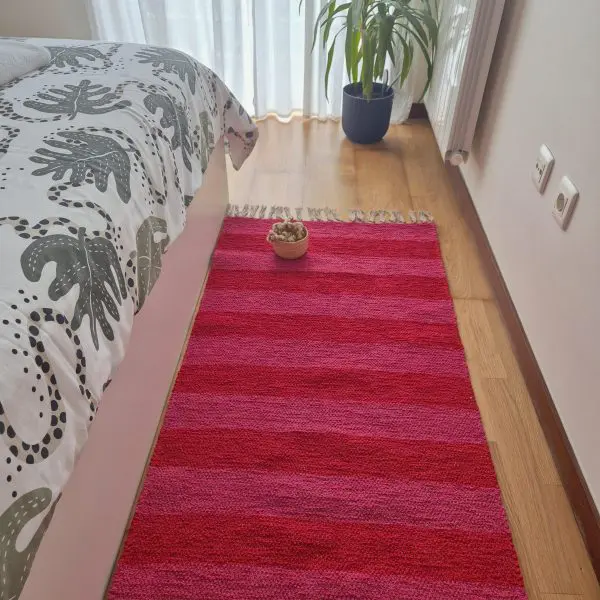 Medium Red and Pink Striped Rug - 70x140cm - Ring Line Rug