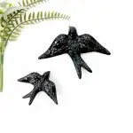 textured ceramic black birds